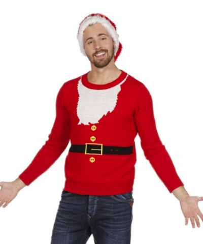 julesweater-med-skaeg-mand juletrøje med julemandsskæg