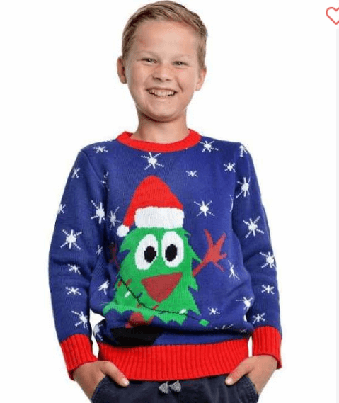 Børne julesweater i blå